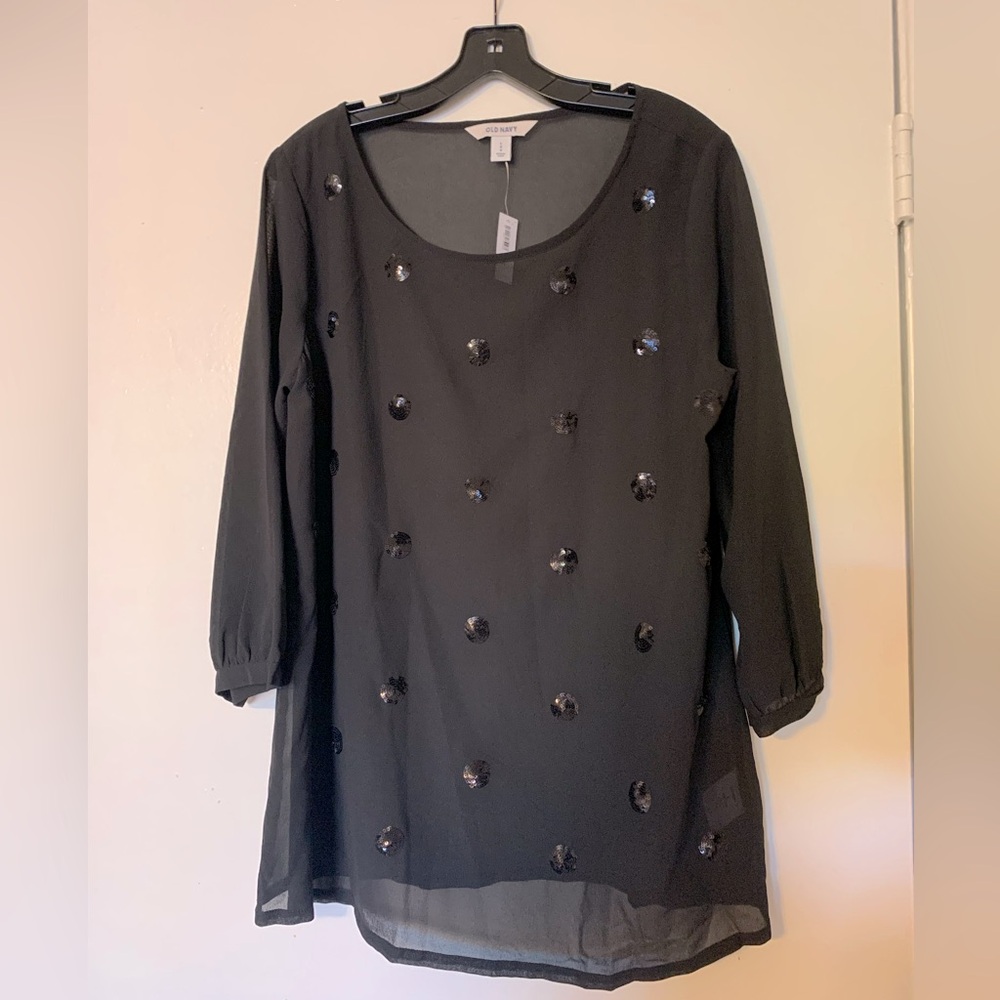 Mesh Sequined Polka Dot Blouse
